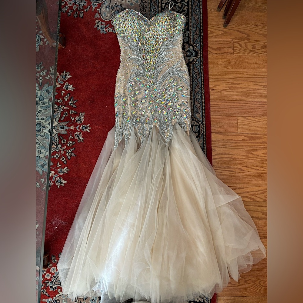 Miss Canada pageant gown - Angela & Alison Beaded Sequinned Gown with Tulle